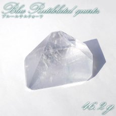 画像1: ブルールチルクォーツ ポリッシュ 46.2g ブラジル産 【一点もの】Blue Rutilelated quartz 希少 原石 藍針水晶 レインボー 虹 浄化 お守り 天然石 パワーストーン カラー (1)