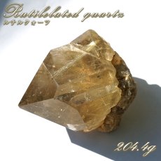 画像1: ルチルクォーツ 原石 ポリッシュ 204g ブラジル産 【 一点もの 】 Rutile quartz 希少 針水晶 ゴールド ルチル 鉱物 浄化 お守り オブジェ 幸運 開運 天然石 パワーストーン (1)