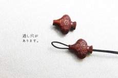 画像3: 【一粒売り】 ウッドビーズ 花瓶魚 紫檀 ローズウッド 約16mm 品番： 11466 天然木 風水 ハンドメイド アクセサリーパーツ ナチュラル (3)