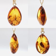 画像2: アンバー ペンダントトップ SV925 リトアニア産 【一点もの】 Amber 天然アンバー 琥珀 内包物 植物 天然石 パワーストーン カラーストーン (2)