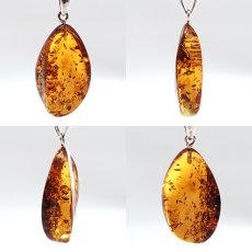 画像2: アンバー ペンダントトップ SV925 リトアニア産 【一点もの】 Amber 天然アンバー 琥珀 内包物 植物 天然石 パワーストーン カラーストーン (2)