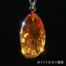 画像3: アンバー ペンダントトップ SV925 リトアニア産 【一点もの】 Amber 天然アンバー 琥珀 内包物 植物 天然石 パワーストーン カラーストーン (3)