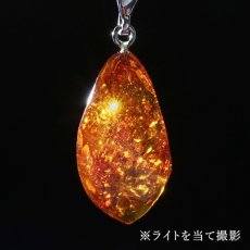 画像3: アンバー ペンダントトップ SV925 リトアニア産 【一点もの】 Amber 天然アンバー 琥珀 内包物 植物 天然石 パワーストーン カラーストーン (3)