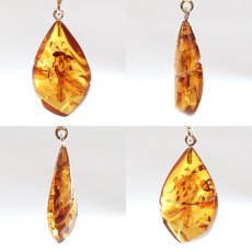 画像2: アンバー ペンダントトップ SV925 リトアニア産 【一点もの】 Amber 天然アンバー 琥珀 内包物 植物 天然石 パワーストーン カラーストーン (2)