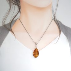 画像4: アンバー ペンダントトップ SV925 リトアニア産 【一点もの】 Amber 天然アンバー 琥珀 内包物 植物 天然石 パワーストーン カラーストーン (4)