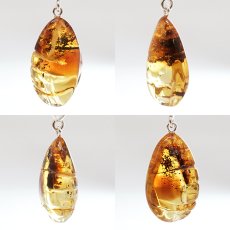 画像2: アンバー ペンダントトップ SV925 リトアニア産 【一点もの】 Amber 天然アンバー 琥珀 内包物 植物 天然石 パワーストーン カラーストーン (2)
