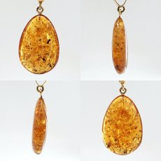 画像2: アンバー ペンダントトップ SV925 リトアニア産 【一点もの】 Amber 天然アンバー 琥珀 内包物 植物 天然石 パワーストーン カラーストーン (2)