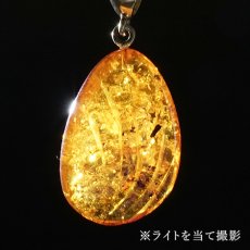 画像3: アンバー ペンダントトップ SV925 リトアニア産 【一点もの】 Amber 天然アンバー 琥珀 内包物 植物 天然石 パワーストーン カラーストーン (3)