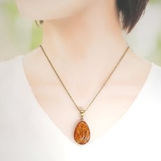 画像4: アンバー ペンダントトップ SV925 リトアニア産 【一点もの】 Amber 天然アンバー 琥珀 内包物 植物 天然石 パワーストーン カラーストーン (4)
