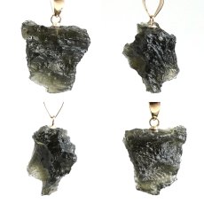 画像2: モルダバイト ペンダントトップ K18 チェコ産 ラフ 原石【一点もの】Moldavite 日本製 自社製 モルダヴ石 希少 レア 浄化 天然石 パワーストーン カラーストーン (2)