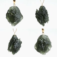 画像2: モルダバイト ペンダントトップ K18 チェコ産 ラフ 原石【一点もの】Moldavite 日本製 自社製 モルダヴ石 希少 レア 浄化 天然石 パワーストーン カラーストーン (2)
