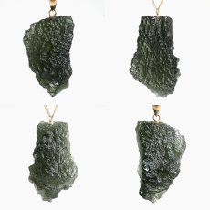 画像2: モルダバイト ペンダントトップ K18 チェコ産 ラフ 原石【一点もの】Moldavite 日本製 自社製 モルダヴ石 希少 レア 浄化 天然石 パワーストーン カラーストーン (2)