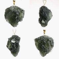 画像2: モルダバイト ペンダントトップ K18 チェコ産 ラフ 原石【一点もの】Moldavite 日本製 自社製 モルダヴ石 希少 レア 浄化 天然石 パワーストーン カラーストーン (2)