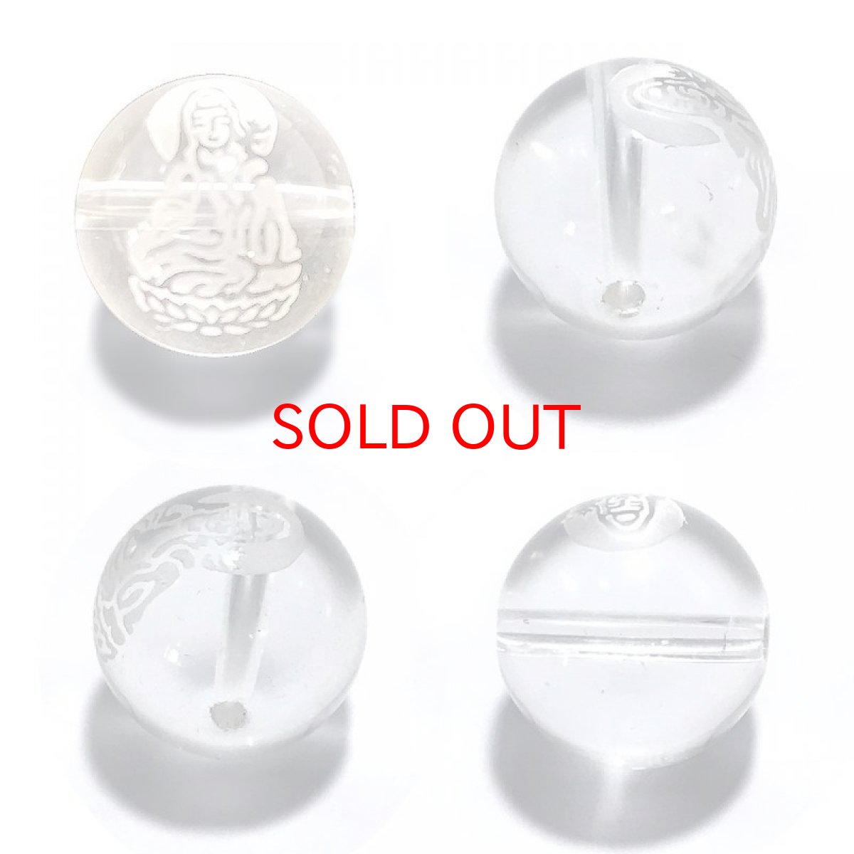 画像2: 薬師如来 カービング 水晶素彫り 10mm,12mm 彫り ビーズ パーツ レディース メンズ (2)