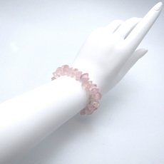 画像3: ローズクォーツハートカットブレスレット Rosequartz HeartcutBracelet 12mm  マダガスカル産 天然石 パワーストーン ギフト プレゼント 紅石英 バラ石英 (3)