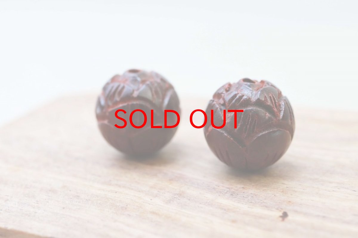 画像2: 【一粒売り】ウッドビーズ　蓮　ロータス　紫檀　シタン　ローズウッド　約9.5mm 天然木 風水 ハンドメイド アクセサリーパーツ ナチュラル 品番：9164 (2)