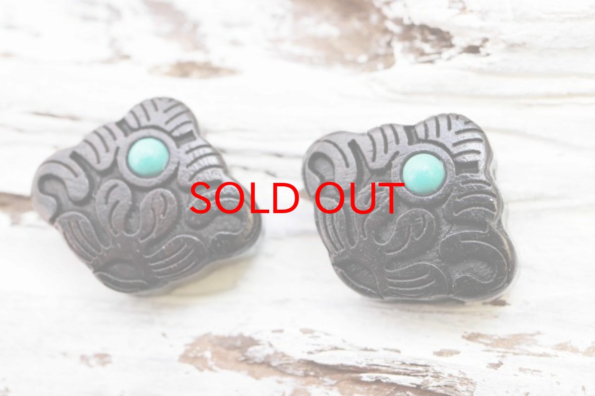 画像2: 【一粒売り】ウッドビーズ　松　パイン　黒檀　エボニー　フェイクターコイズ　約16×19mm 天然木 風水 ハンドメイド アクセサリーパーツ ナチュラル 品番：10996 (2)