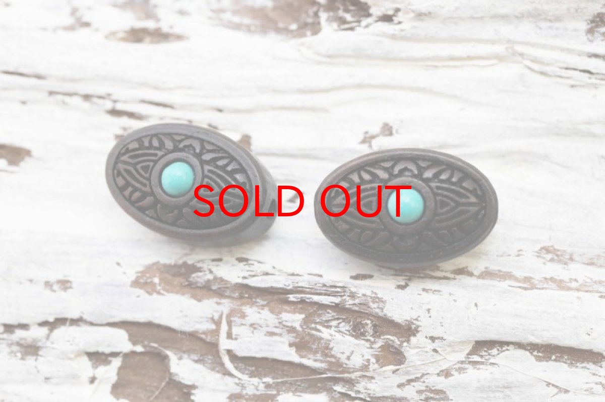 画像2: 【一粒売り】ウッドビーズ 楕円 オーバル 黒檀 エボニー フェイクターコイズ 約10×16mm 天然木 風水 ハンドメイド アクセサリーパーツ ナチュラル 品番:10978 (2)