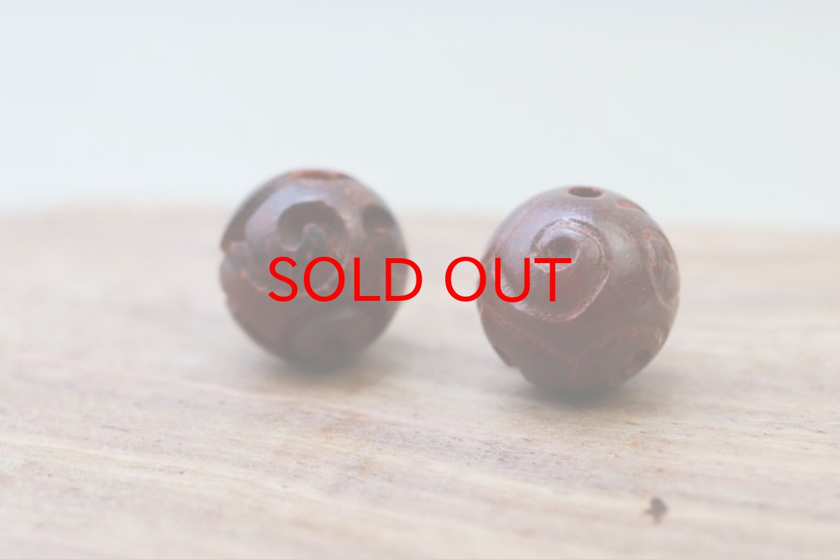 画像2: 【一粒売り】ウッドビーズ　雲紋　クラウド　紫檀　ローズウッド　約10mm 天然木 風水 ハンドメイド アクセサリーパーツ ナチュラル 品番：11670 (2)