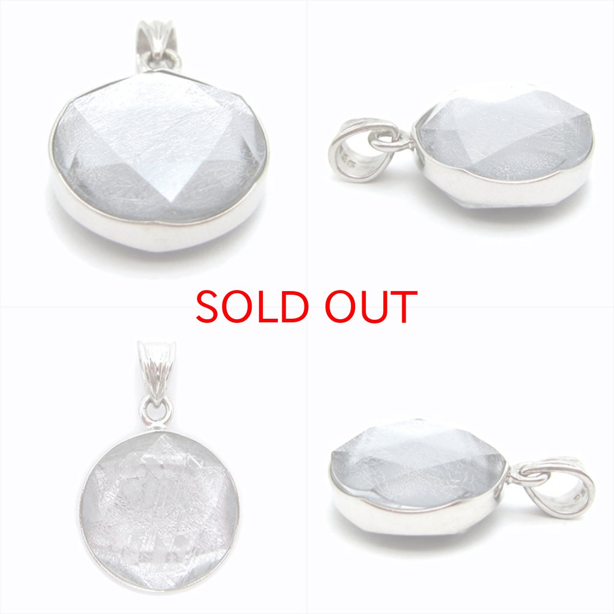 画像2: 【送料無料】ギベオン ペンダント トップ シルバー 丸カット型 16mm 宇宙のパワー 隕石 チャネリング 浄化 (2)