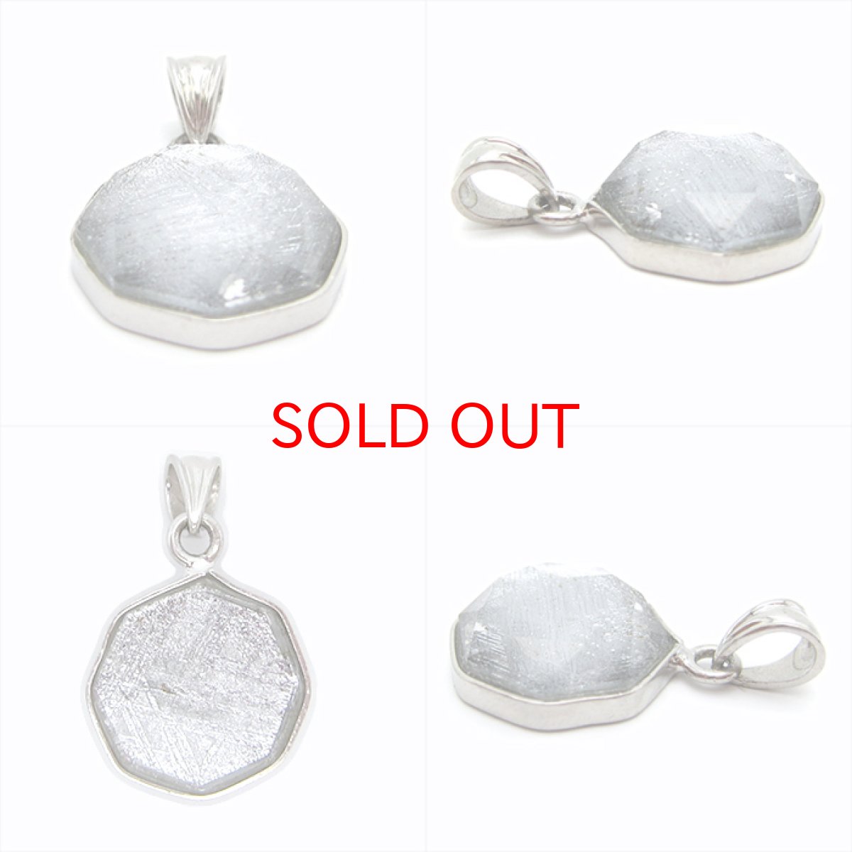 画像2: 【送料無料】ギベオン ペンダント トップ シルバー 八角形型 14mm 宇宙のパワー 隕石 チャネリング 浄化 (2)