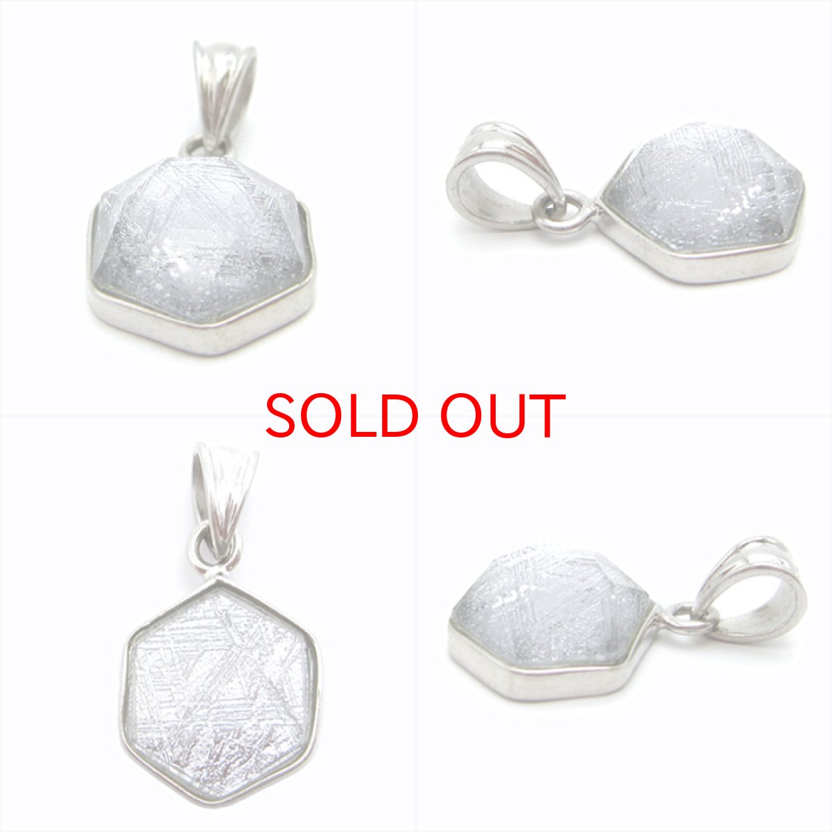 画像2: 【送料無料】ギベオン ペンダント トップ シルバー 六角形型 12mm 宇宙のパワー 隕石 チャネリング 浄化 (2)