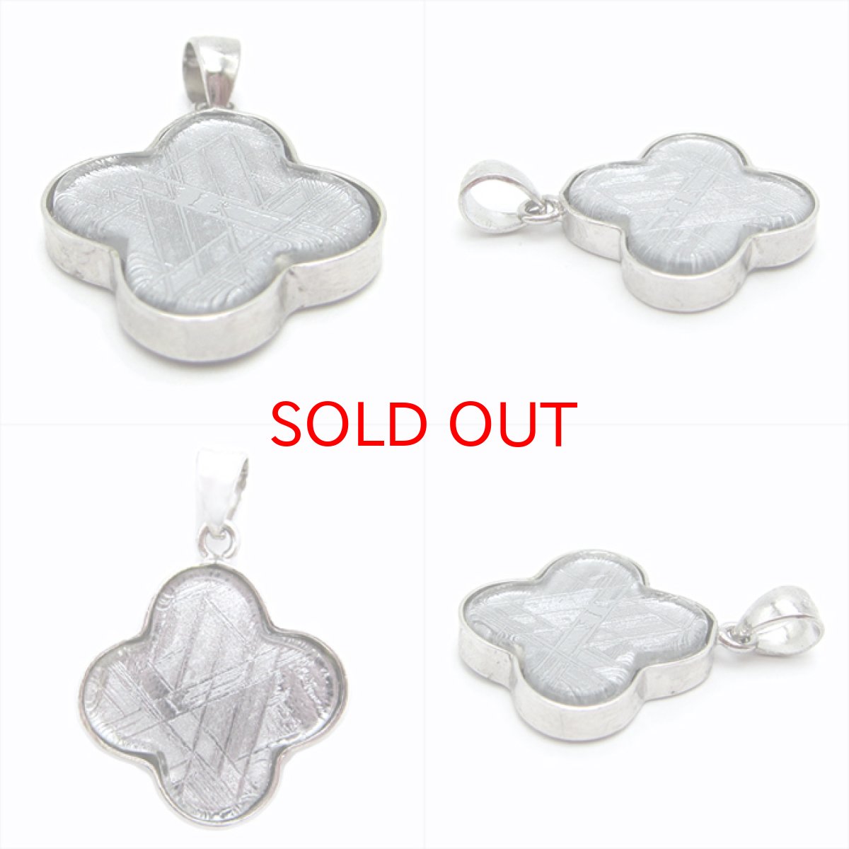 画像2: 【送料無料】ギベオン ペンダント トップ シルバー 四つ葉型 20mm 宇宙のパワー 隕石 チャネリング 浄化 (2)