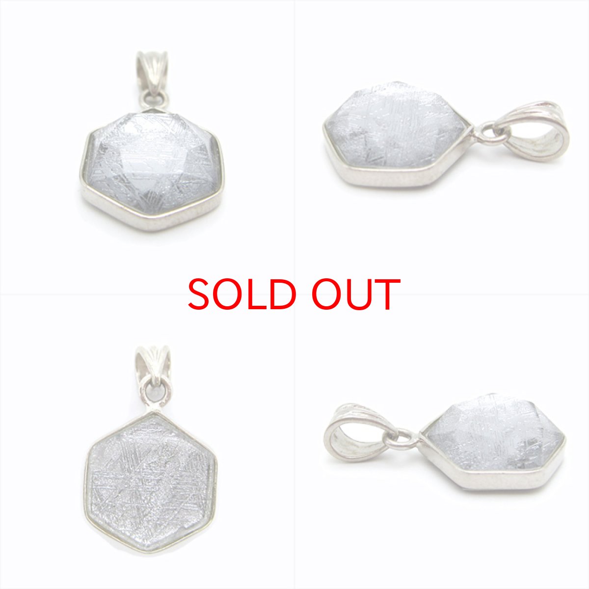 画像2: 【送料無料】ギベオン ペンダント トップ シルバー 六角形型 14mm 宇宙のパワー 隕石 チャネリング 浄化 (2)