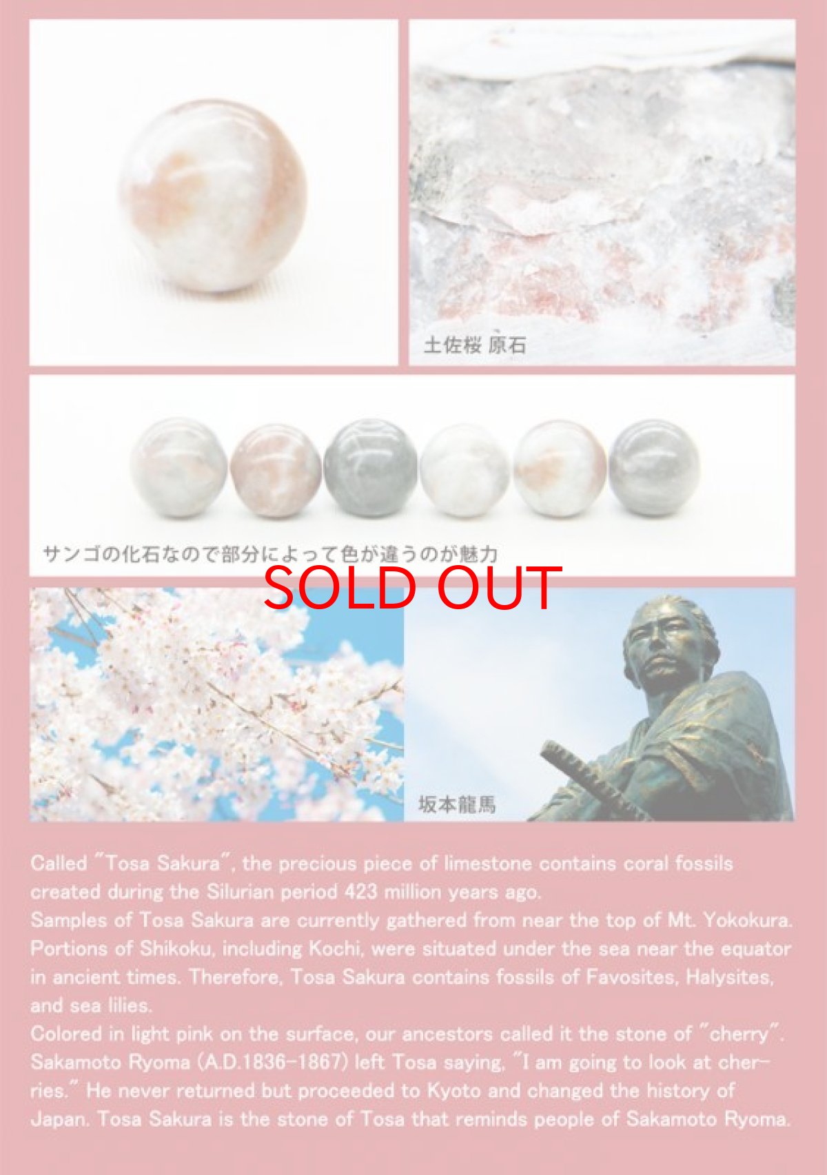 画像6: 【日本の石】【レア】土佐桜　ラフ小サイズ（約8-10mm) ブレスレット【高知県】 (6)