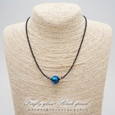 画像3: ホタルガラス × ブラックスピネル デザインネックレス とんぼ玉 沖縄 ネックレス necklace 天然石 パワーストーン 【日本製】 (3)