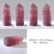 画像2: ストロベリークォーツ ポイント 原石 六角柱 【 一点もの 】ブラジル産 Strawberry quartz  苺水晶 水晶 浄化 空間 リフレッシュ パワーチャージ 天然石 パワーストーン (2)