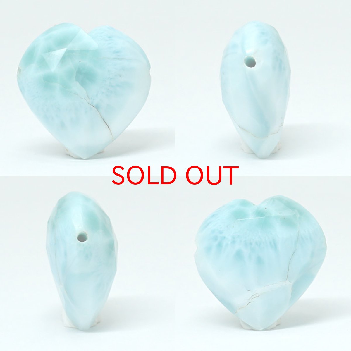 画像2: 天然石 ハート型ビーズ ラリマー 18×18mm ドミニカ産【 一点もの 】ハート型 横穴貫通 穴あき ビーズ ハート オリジナルアクセアリー ハンドメイド材料 【  一粒売り 】 パワーストーン お守り 浄化 (2)