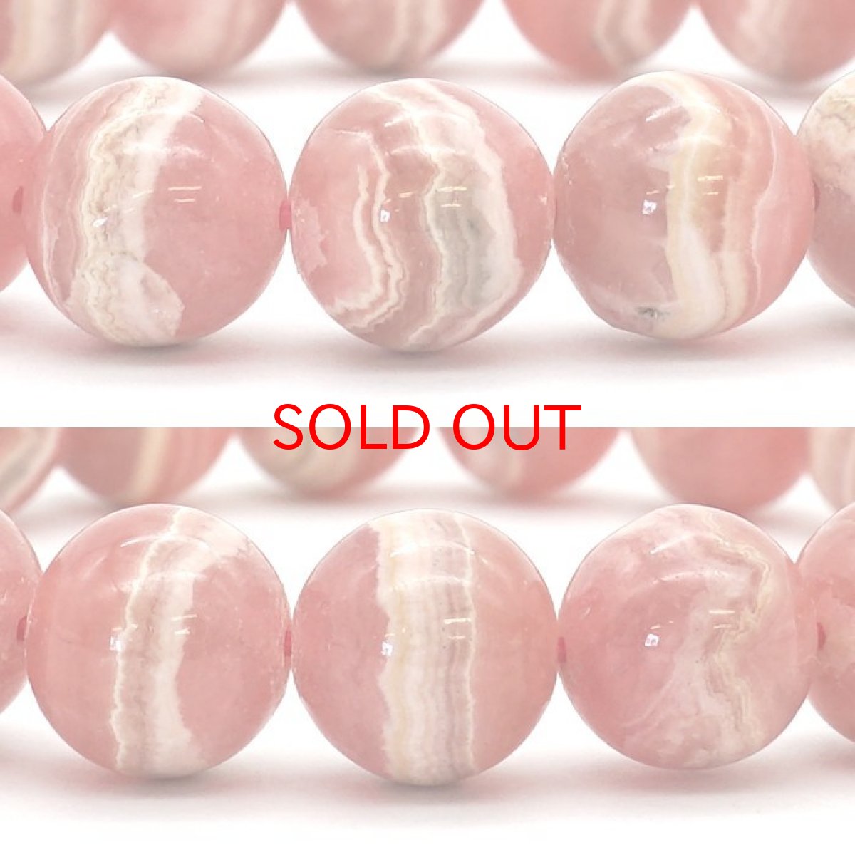画像2: 【 一点もの 】 インカローズ ブレスレット  アルゼンチン産 ロードクロサイト ブレス 丸玉 10.5mm Inca Rose Rhodochrosite バラ色 天然石 パワーストーン (2)