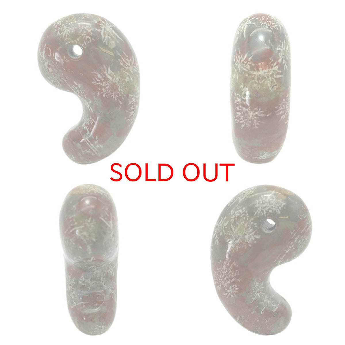 画像2: 【日本の石】 津軽錦石 赤 勾玉 約30mm 青森県 鉱物 天然石 パワーストーン (2)