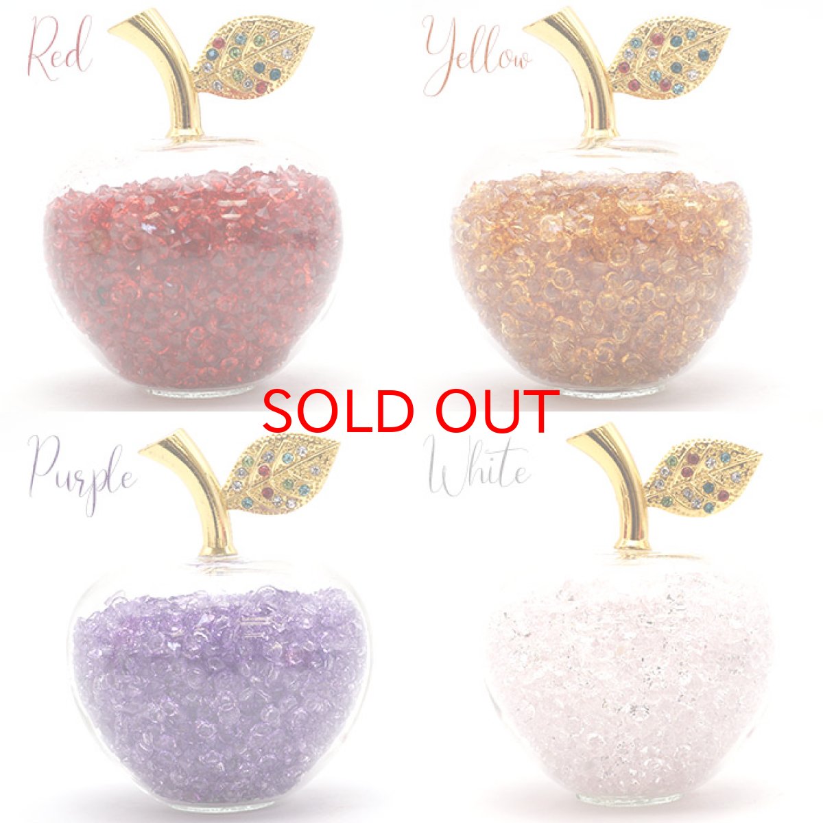 画像2: リンゴの置物 リンゴ りんご 林檎 アップル Apple 全７色【mini サイズ】小物 オブジェ 果物 ガラス製 ビーズ入り キラキラ 置き物  風水 開運アイテム インテリア 金運 財運  アクセサリー撮影 天然石 お守り 浄化 撮影小道具 ディスプレイ 小物 (2)