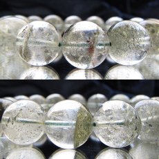 画像2: 【 一点もの 】 グリーンファントム ブレスレット  ブラジル産 水晶 ブレス 丸玉 14.5mm 天然石 パワーストーン 金運 (2)