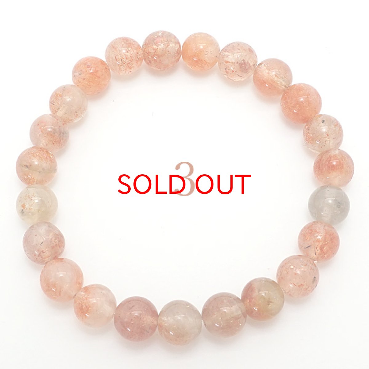 画像9: マルチサンストーン ブレスレット 8mm玉 インド産 【 一点もの 】 Sun Stone 日長石 キラキラ オレンジ色  お守り 浄化 天然石 パワーストーン 【送料無料】 (9)