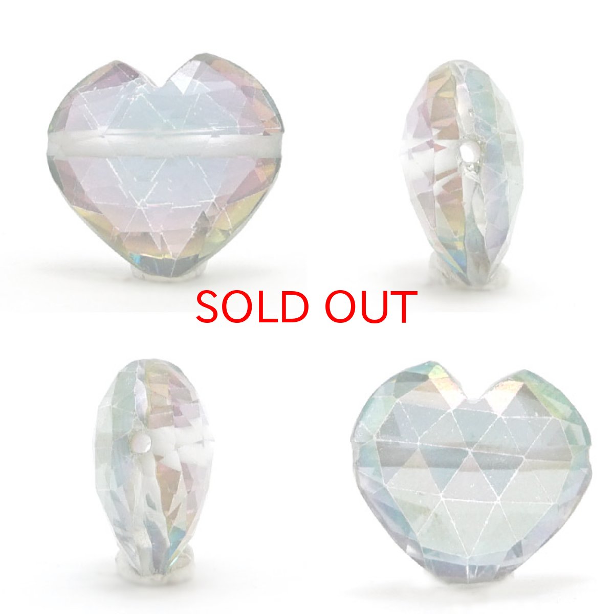 画像2: 天然石 ハート型ビーズ ミスティックトパーズ 14×15mm ブラジル産ハート型 横穴貫通 穴あき ビーズ ハート (2)