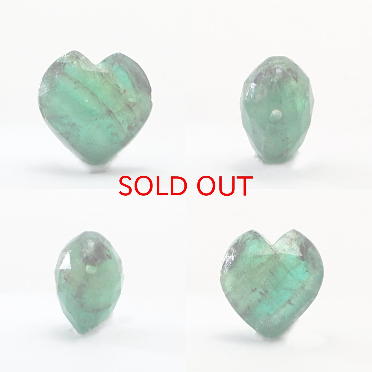 画像2: 天然石 ハート型ビーズ エメラルド 10×11mm 6ct コロンビア産【 一点もの 】ハート型 横穴貫通 穴あき ビーズ ハート オリジナルアクセアリー ハンドメイド材料 【  一粒売り 】 パワーストーン お守り 浄化 (2)