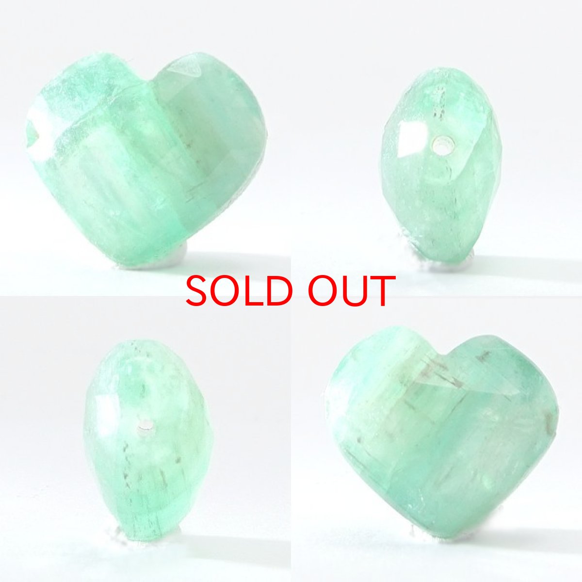 画像2: 天然石 ハート型ビーズ エメラルド 11.8×13.4mm 7.5ct コロンビア産【 一点もの 】ハート型 横穴貫通 穴あき ビーズ ハート オリジナルアクセアリー ハンドメイド材料 【  一粒売り 】 パワーストーン お守り 浄化 (2)