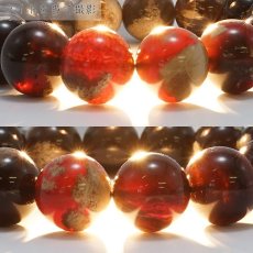 画像3: タイガーアンバー ブレスレット インドネシア産 丸玉 14mm 【 一点もの 】amber アンバー スマトラ琥珀 植物の化石 天然石 パワーストーン (3)