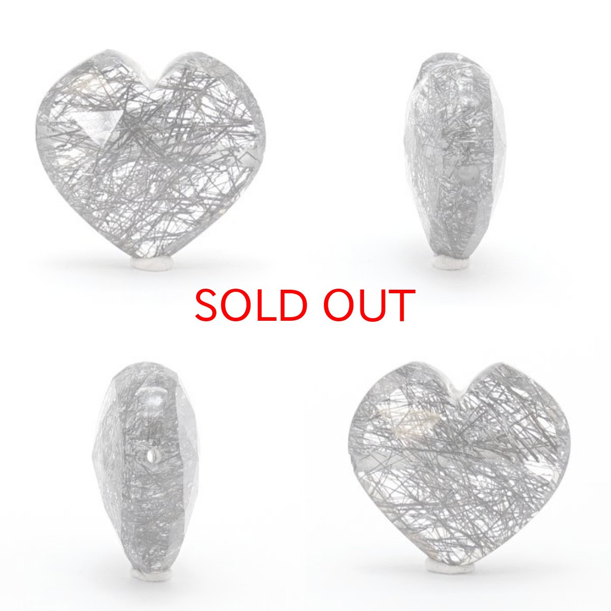 画像2: 天然石 ハート型ビーズ ブラックルチル 15×16mm ブラジル産 【 一点もの 】ハート型 横穴貫通 穴あき ビーズ ハート オリジナルアクセアリー ハンドメイド材料 【 一粒売り 】 パワーストーン お守り 浄化 カラーストーン (2)