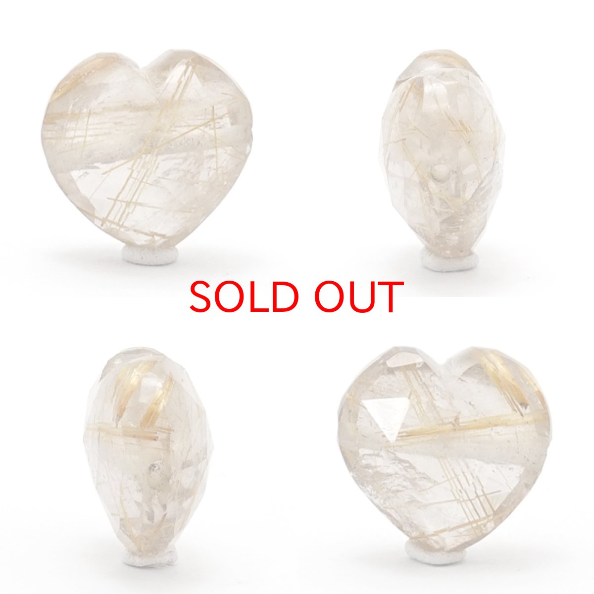 画像2: 天然石 ハート型ビーズ ゴールドルチル 12×12mm ブラジル産 【 一点もの 】ハート型 横穴貫通 穴あき ビーズ ハート オリジナルアクセアリー ハンドメイド材料 【 一粒売り 】 パワーストーン お守り 浄化 カラーストーン (2)