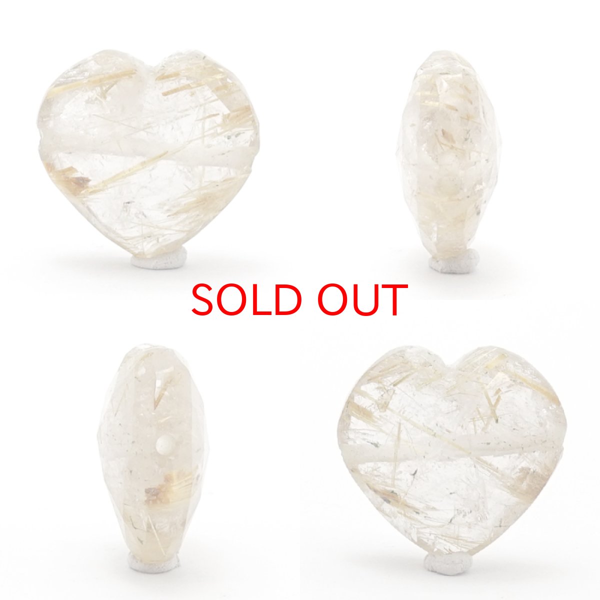 画像2: 天然石 ハート型ビーズ ゴールドルチル 13×14mm ブラジル産 【 一点もの 】ハート型 横穴貫通 穴あき ビーズ ハート オリジナルアクセアリー ハンドメイド材料 【 一粒売り 】 パワーストーン お守り 浄化 カラーストーン (2)