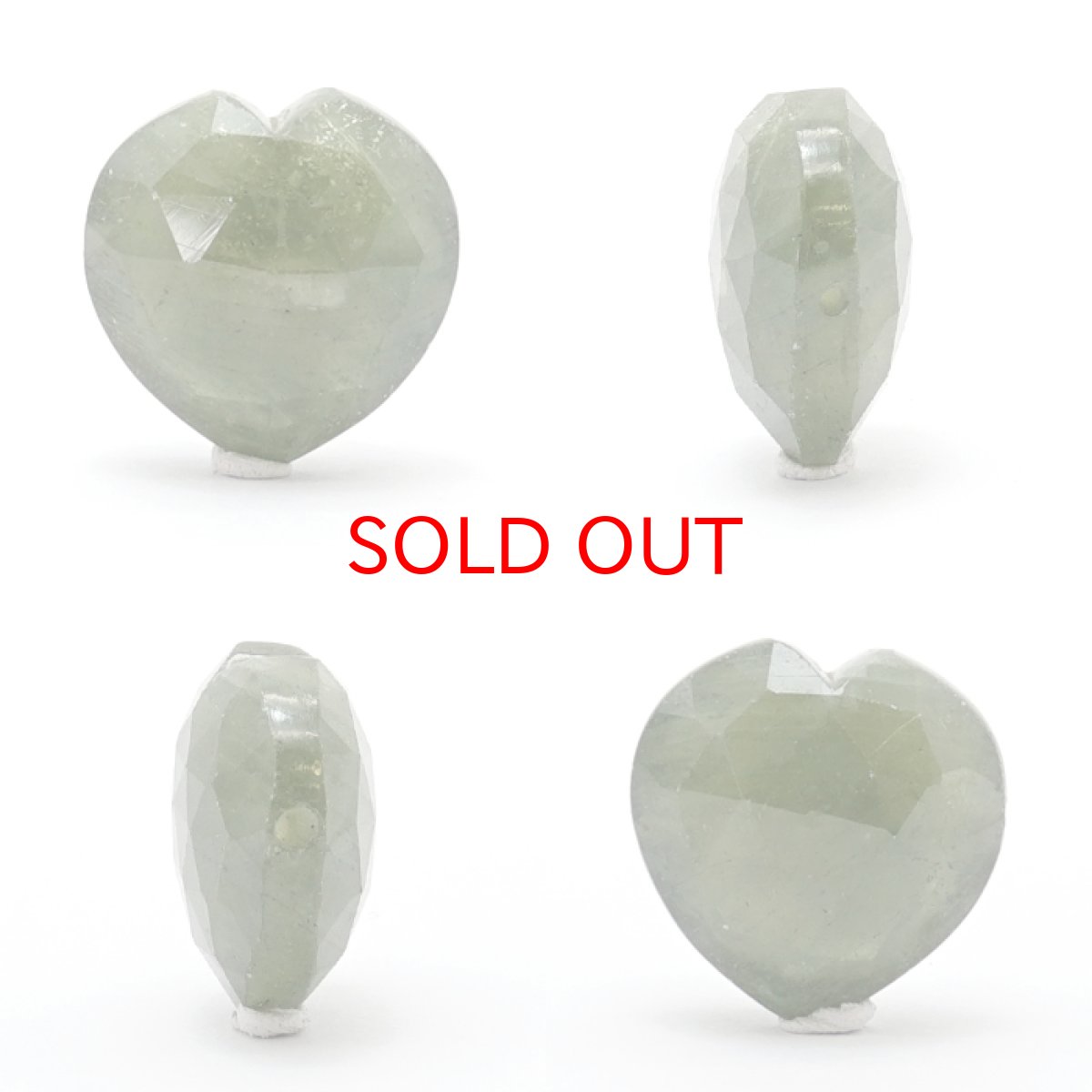 画像2: 天然石 ハート型ビーズ グリーンサファイア 14×14mm マダガスカル産 【 一点もの 】ハート型 横穴貫通 穴あき ビーズ ハート オリジナルアクセアリー ハンドメイド材料 【 一粒売り 】 パワーストーン お守り 浄化 カラーストーン (2)