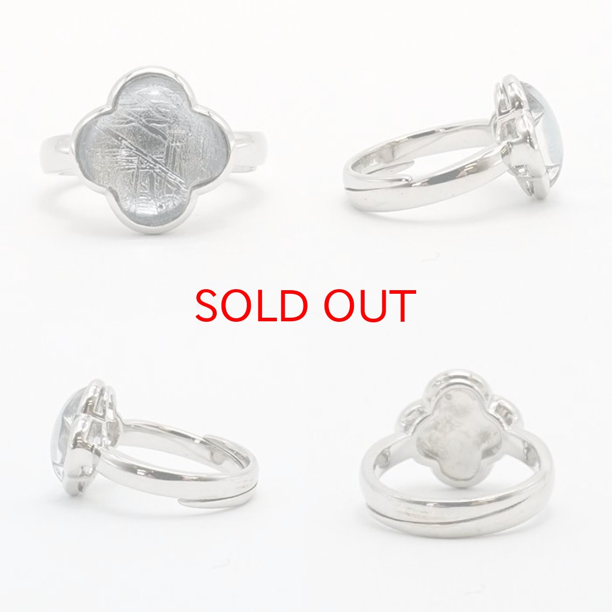 画像2: 【特注】 ギベオン リング 指輪 隕石 gibeon ブルーギベオン シルバー ring SV925 シルバー ピンクゴールド クロバー 天然石 パワーストーン カラーストーン (2)