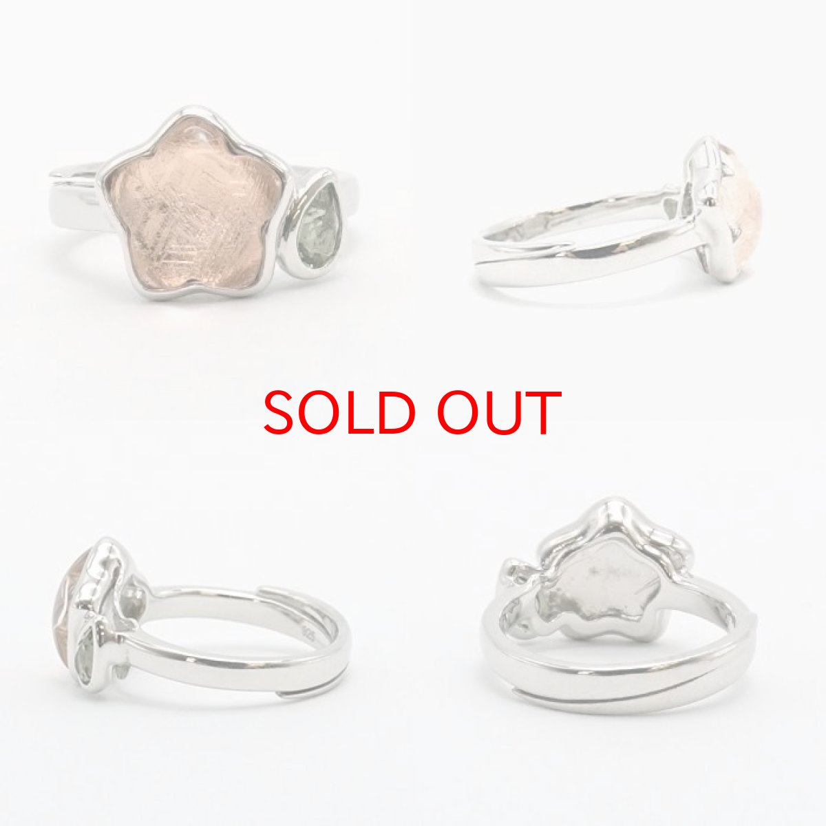 画像2: 【一点物】 ギベオン モルダバイト リング 指輪 隕石 gibeon moldavite シルバー ring SV925 シルバー 星型 ピンクゴールド 天然石 パワーストーン カラーストーン (2)