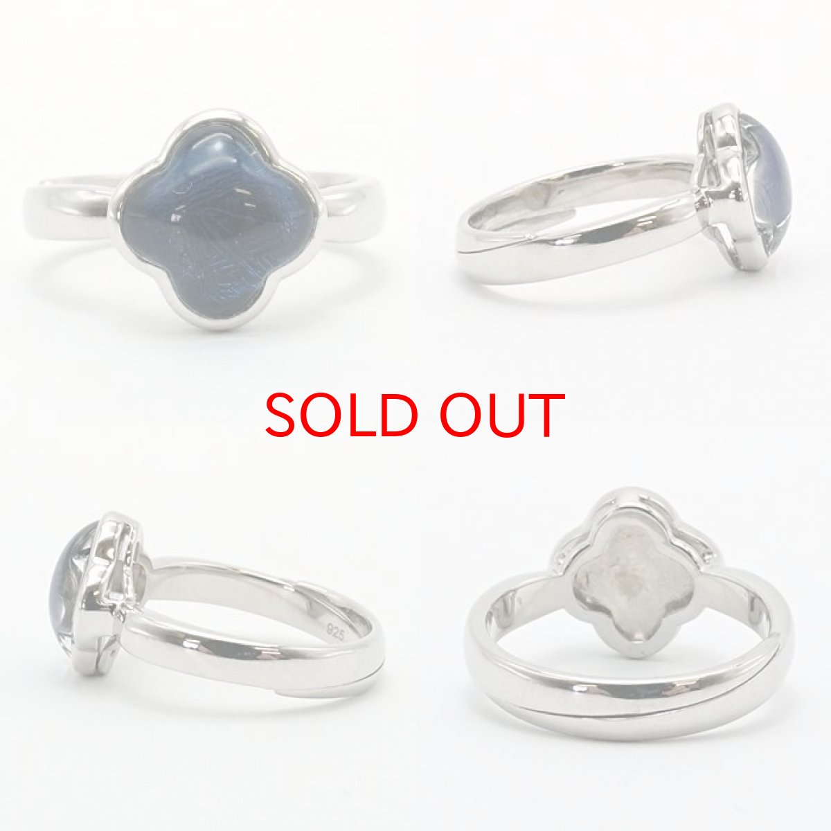 画像2: 【一点物】 ギベオン リング 指輪 隕石 gibeon ブルーギベオン シルバー ring SV925 シルバー クロバー 天然石 パワーストーン カラーストーン (2)