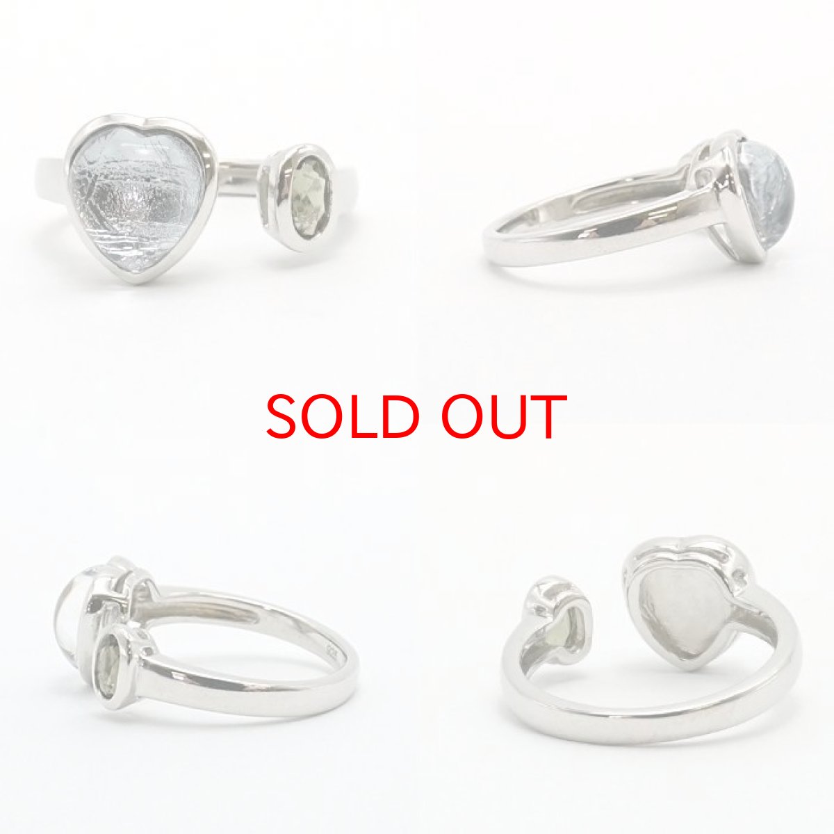 画像2: 【一点物】 ギベオン モルダバイト リング 指輪 隕石 gibeon moldavite シルバー ring SV925 シルバー ハート型  天然石 パワーストーン カラーストーン (2)
