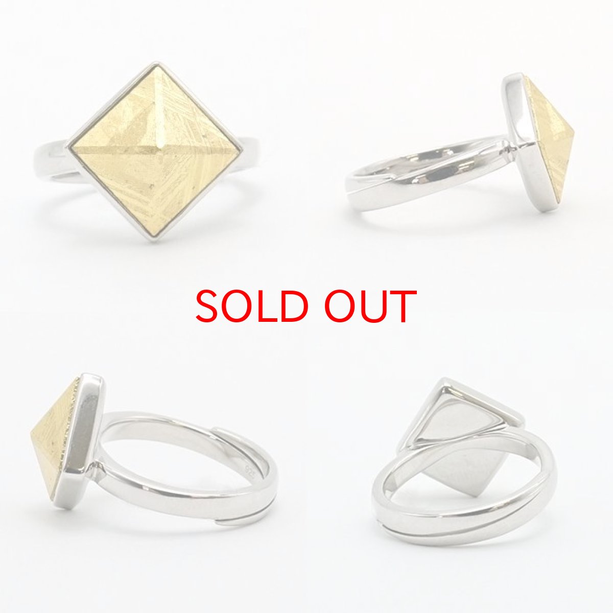 画像2: 【一点物】 ギベオン リング 指輪 隕石 gibeon シルバー ring SV925 シルバー ピラミッド ゴールド 天然石 パワーストーン カラーストーン (2)